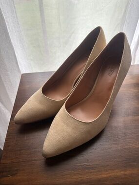 J. Crew Beige Suede Pointed-Toe Pumps